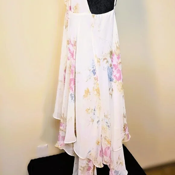 VS Vintage "Collection" Cream Floral Chiffon Gown Size L RARE!